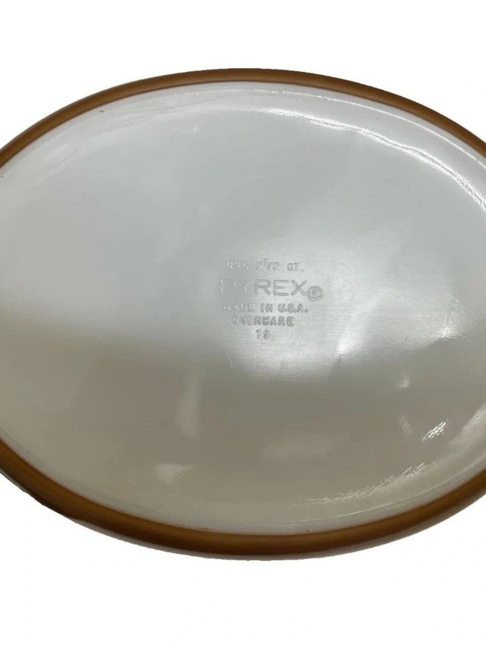 Pyrex Brown Casserole Dish with Gold Farm Motif and Glass Lid